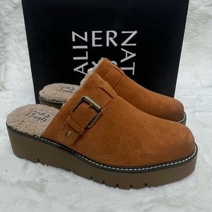 Naturalizer Women's Wayde Mules Golden Maple Suede 7M New